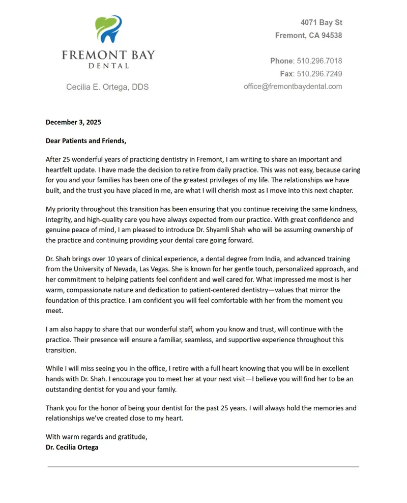 Transition Letter from Dr. Cecilia Ortega